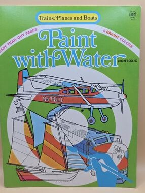 Vintage 1978 Paint with Water- Trains, Planes and Boats Sctivity Book